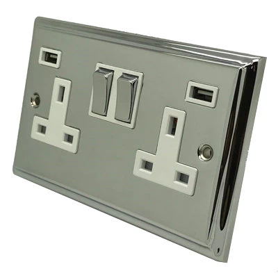 Mondo Polished Chrome Plug Socket with USB Charging