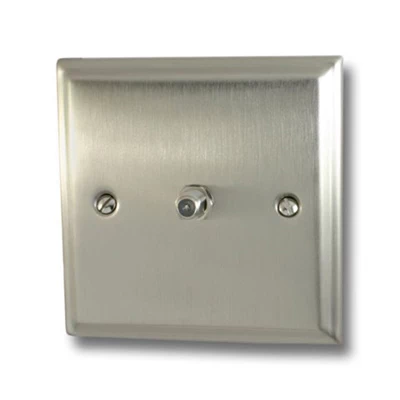 Mondo Satin Nickel Satellite Socket (F Connector)