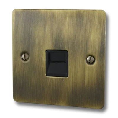 Slim Antique Brass Telephone Extension Socket