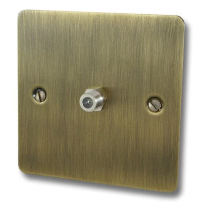 Slim Antique Brass Satellite Socket (F Connector)