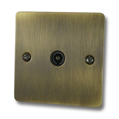 Slim Antique Brass TV Socket