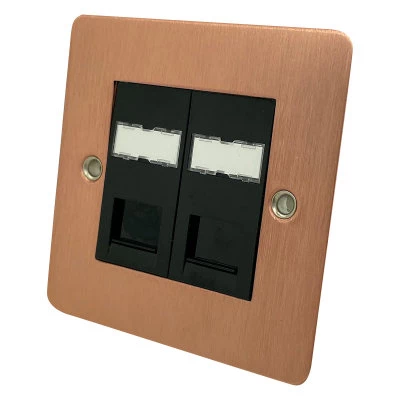 Slim Classic Brushed Copper RJ45 Network Socket