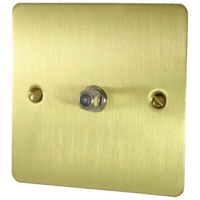 Slim Satin Brass Satellite Socket (F Connector)