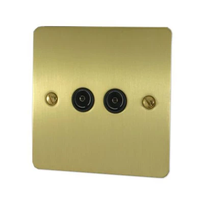 Slim Satin Brass TV Socket