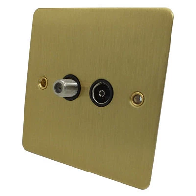 Slim Satin Brass TV and SKY Socket