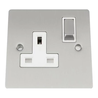 Slim Satin Chrome Switched Plug Socket