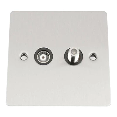 Slim Satin Chrome TV and SKY Socket