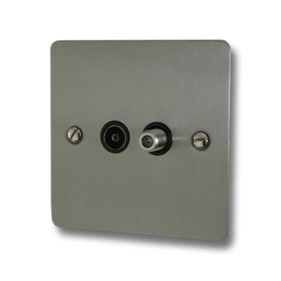 Slim Satin Stainless TV and SKY Socket