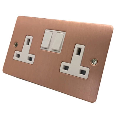 Slim Classic Brushed Copper Switched Plug Socket