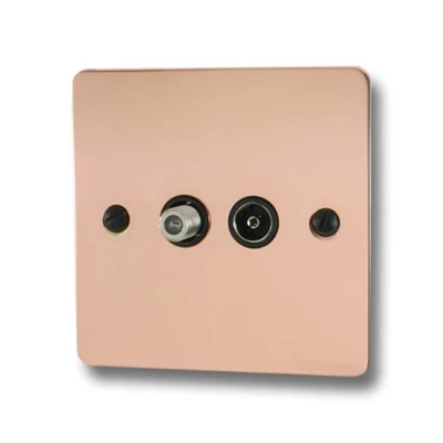 Slim Polished Copper TV and SKY Socket