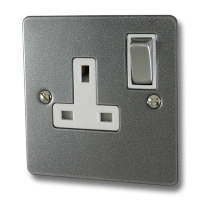 Slim Dark Pewter Switched Plug Socket