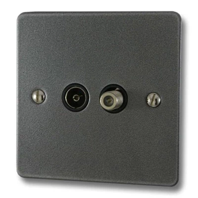 Slim Dark Pewter TV and SKY Socket