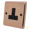 Timeless Classic Polished Copper Round Pin Unswitched Socket (For Lighting) - Click to see large image