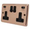 Timeless Classic Polished Copper Plug Socket with USB Charging - Click to see large image