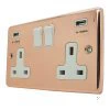 Timeless Classic Polished Copper Plug Socket with USB Charging - Click to see large image