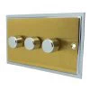 Doublet Satin Brass / Polished Chrome Edge Intelligent Dimmer - Click to see large image