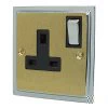 Doublet Satin Brass / Polished Chrome Edge Switched Plug Socket - Click to see large image