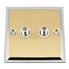 Doublet Satin Brass / Polished Chrome Edge Satellite Socket (F Connector) - Click to see large image