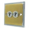 Doublet Satin Brass / Polished Chrome Edge Toggle (Dolly) Switch - Click to see large image