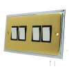 Doublet Satin Brass / Polished Chrome Edge Light Switch - Click to see large image