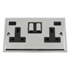 Doublet Satin Chrome / Polished Chrome Edge Plug Socket with USB Charging - Click to see large image