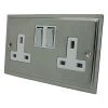 Doublet Satin Chrome / Polished Chrome Edge Switched Plug Socket - Click to see large image