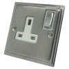 Doublet Satin Chrome / Polished Chrome Edge Switched Plug Socket - Click to see large image