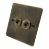 Slim Antique Brass Toggle (Dolly) Switch - Click to see large image