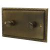 Rope Edge Antique Brass LED Dimmer - Click to see large image