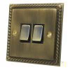 Rope Edge Antique Brass Light Switch - Click to see large image