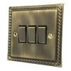 Rope Edge Antique Brass Light Switch - Click to see large image