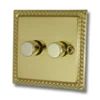 Rope Edge Polished Brass LED Dimmer - Click to see large image