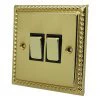 Rope Edge Polished Brass Light Switch - Click to see large image