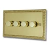 Rope Edge Polished Brass LED Dimmer - Click to see large image