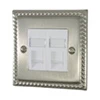 Rope Edge Satin Nickel RJ45 Network Socket - Click to see large image