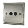 Rope Edge Satin Nickel TV Socket - Click to see large image