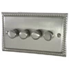 Rope Edge Satin Nickel LED Dimmer and Push Light Switch Combination - Click to see large image