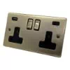 Trim Rounded Antique Brass Plug Socket with USB Charging - Click to see large image