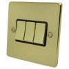 Trim Rounded Polished Brass Intermediate Switch and Light Switch Combination - Click to see large image