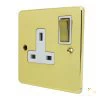 Trim Rounded Polished Brass Switched Plug Socket - Click to see large image