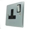 Trim Rounded Satin Chrome Switched Plug Socket - Click to see large image