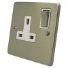 Trim Rounded Satin Nickel Switched Plug Socket - Click to see large image