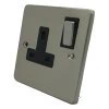 Trim Rounded Satin Nickel Switched Plug Socket - Click to see large image