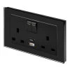 2 Gang - Double 13 Amp Plug Socket with USB C | USB A Charging Ports