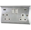 Mondo Satin Chrome Plug Socket with USB Charging - Click to see large image