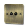 Slim Antique Brass TV Socket - Click to see large image