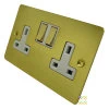 Slim Polished Brass Switched Plug Socket - Click to see large image