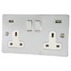 Slim Polished Chrome Plug Socket with USB Charging - Click to see large image