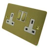 Slim Satin Brass Switched Plug Socket - Click to see large image