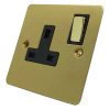 Slim Satin Brass Switched Plug Socket - Click to see large image